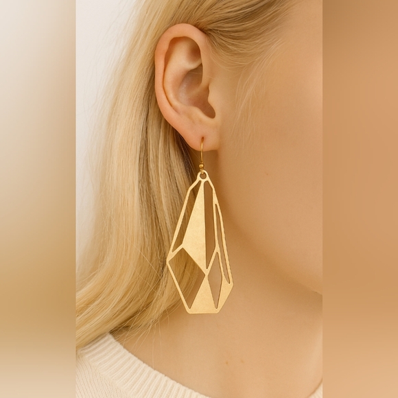 Peter + June Jewelry - Revolve NWT Pete June Raw Brass Geometric Dangle Earrings